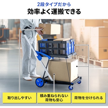 カート 折りたたみ式 折りたたみコンテナ付き - サンワダイレクト