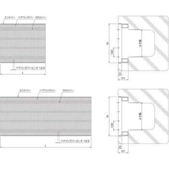 鋼板製グレーチング かさ上げ式細目みぞぶた〈国土交通省型〉 プレーンタイプ PF-ANS/BNS(一般型) ニムラ