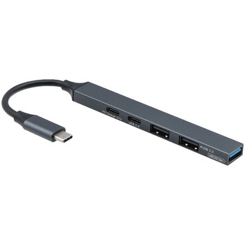 PD USB3．2G1+2．0 5P アルミハブ/グレー ナカバヤシ