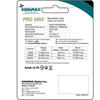 マイクロSDXCメモリーカードPROMAX V30速度保証型class10 KingMax