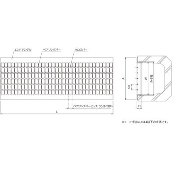 鋼板製グレーチング U字溝用みぞぶた ノンスリップタイプ FUC-V(スベリ止、クロスバーピッチ50) - ニムラ