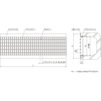 鋼板製グレーチング U字溝用みぞぶたパッキン付 ノンスリップタイプ FUC-VP(スベリ止、クロスバーピッチ50) ニムラ