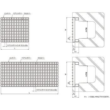 鋼板製グレーチング かさ上げ式みぞぶた〈国土交通省型〉 ノンスリップタイプ FF-ANV/BNV(スベリ止、クロスバーピッチ50) - ニムラ