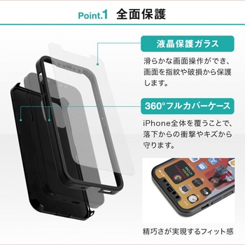 iPhone12mini専用360度全面保護フルカバーケース&光沢ガラス OWLTECH(オウルテック)
