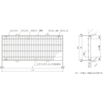 鋼板製グレーチング 横断溝用みぞぶた 騒音低減 プレーンタイプ(受枠付) PKG(一般型) ニムラ