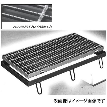 鋼板製グレーチング 横断溝用みぞぶた 騒音低減 ノンスリップタイプ(受枠付) PKG-V(スベリ止) ニムラ