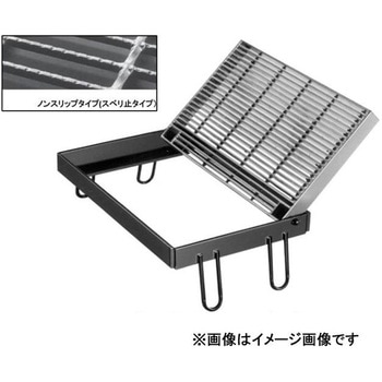 鋼板製グレーチング 110°開閉細目ますぶた ノンスリップタイプ(受枠付) PGE-SV(スベリ止) ニムラ