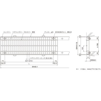 鋼板製グレーチング 横断溝用みぞぶた ボルト固定式(騒音低減用)標準タイプ PKT(一般型) ニムラ