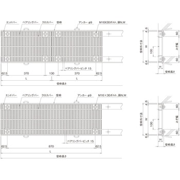 鋼板製グレーチング 横断溝用みぞぶた 細目ボルト固定式(騒音低減用) PKT-SV(スベリ止め) ニムラ