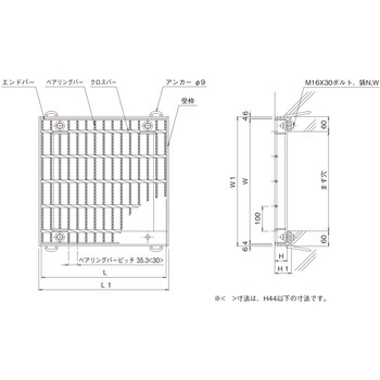鋼板製グレーチング ボルト固定式落込みますぶた ノンスリップタイプ PGT-V(スベリ止) ニムラ