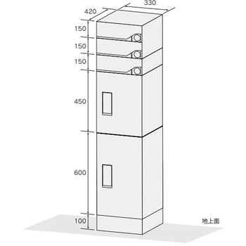 RusuPoSHARE(宅配ボックス・ポスト一体タイプ)3世帯用 河村電器産業