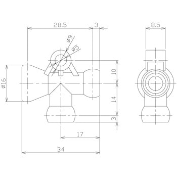 1/4"クーラントノズル フィッティングT型 日機