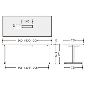 ミーティングテーブル(配線付/直線テーブル モプト MP型) ナイキ