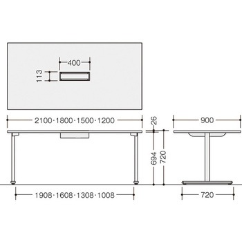 ミーティングテーブル(配線付/直線テーブル モプト MP型) ナイキ
