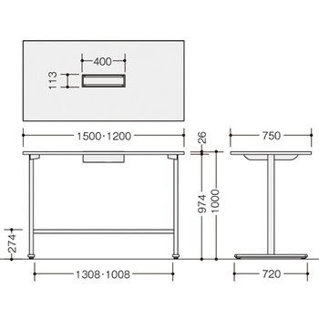 ミーティングテーブル(配線付/直線テーブル ハイタイプ モプト MP型) ナイキ