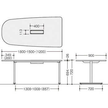 ミーティングテーブル(配線付/半長円テーブル モプト MP型) ナイキ