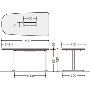 ミーティングテーブル(配線付/半長円テーブル モプト MP型) ナイキ