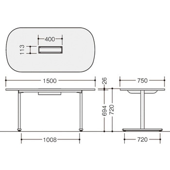 ミーティングテーブル(配線無/長円テーブル モプト MP型) ナイキ