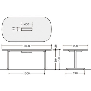 ミーティングテーブル(配線無/長円テーブル モプト MP型) ナイキ
