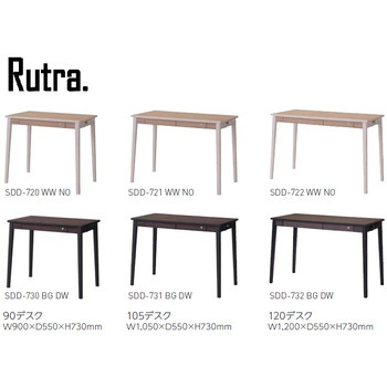Rutra 木製デスク 幅90cm 天板メラミン 引出付き コイズミファニテック