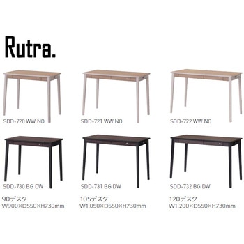 Rutra 木製デスク 幅90cm 天板メラミン 引出付き コイズミファニテック