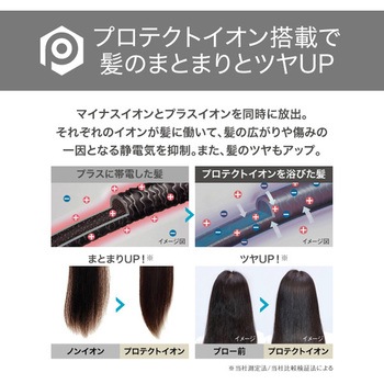 ヘアドライヤー プロテクトイオン 折りたたみ 軽量 大風量 切替スイッチ 3段階(TURBO-SET-COOL) 静電気抑制 お手入れ簡単 インレット セットフード付属 テスコム