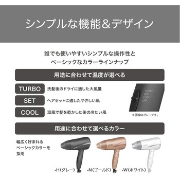 ヘアドライヤー プロテクトイオン 折りたたみ 軽量 大風量 切替スイッチ 3段階(TURBO-SET-COOL) 静電気抑制 お手入れ簡単 インレット セットフード付属 テスコム