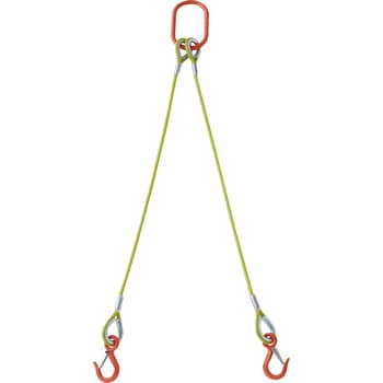 新品】-ＴＲＵＳＣＯ ２本吊•玉掛ワイヤーロープスリング（カラー被覆