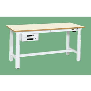 電動昇降作業台(重量タイプ/耐荷重250kg/メラミン天板/H630～1280/引出付) サカエ