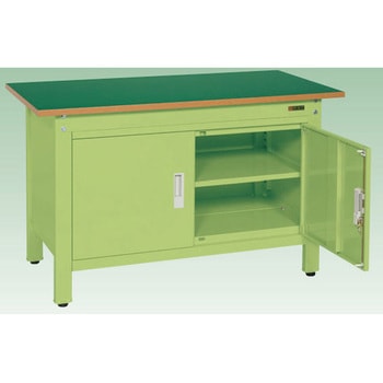 一人用作業台(CPタイプ/耐荷重350kg/サカエリューム天板/H740/扉付) - サカエ