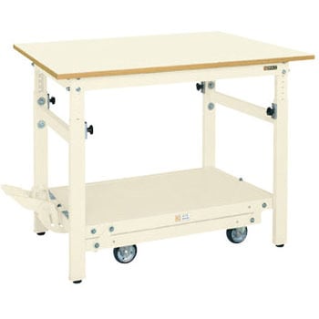 軽量ペダル昇降移動式作業台(TKK/耐荷重300kg/ポリエステル天板/H740～1040) サカエ