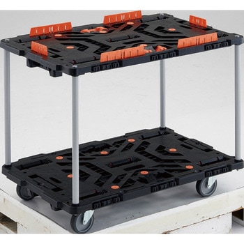 連結型樹脂製台車ビートル 2段式オール自在タイプ(ハンドルなし・とめたろう・収納式柵付) TRUSCO