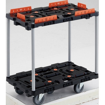 連結型樹脂製台車ビートル 2段式オール自在タイプ(ハンドルなし・収納式柵付) TRUSCO