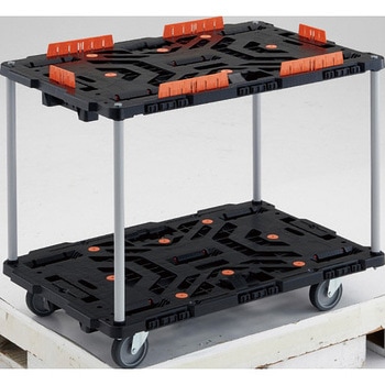 連結型樹脂製台車ビートル 2段式オール自在タイプ(ハンドルなし・収納式柵付) TRUSCO