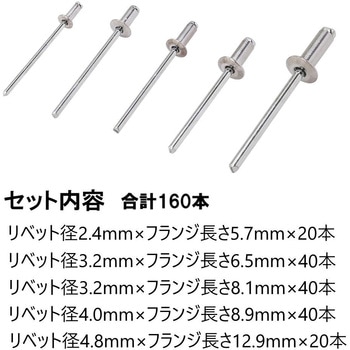 ブラインドリベット アソートセット 160本入 SK(新潟精機)