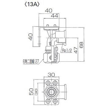 713866-13-1/2 KP継手 座付エルボ(変換金具付) 前澤給装工業 呼び径13A