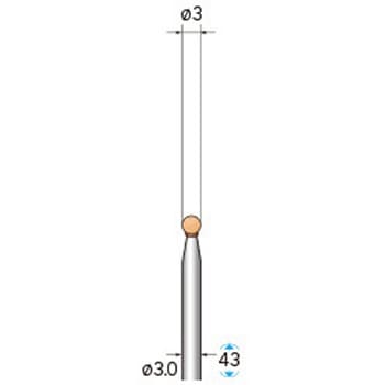 軸付砥石 (軸径3mm WA 球型 赤) - NSK(ナカニシ)