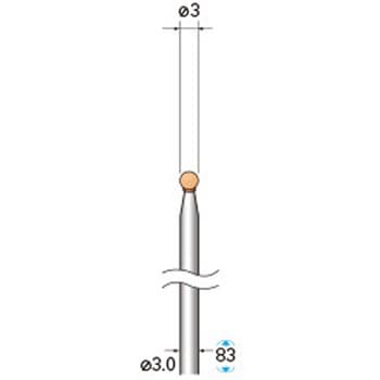 ロングシャフト軸付砥石 (軸径3mm WA 球型 赤) - NSK(ナカニシ)