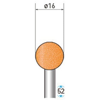 軸付砥石 (軸径6mm WA 球型 赤) - NSK(ナカニシ)