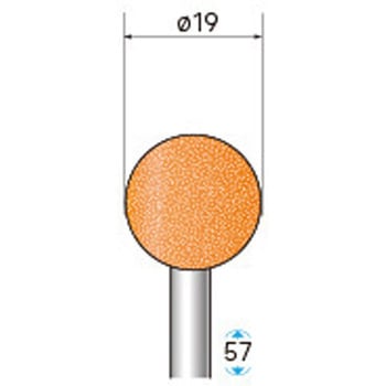 軸付砥石 (軸径6mm WA 球型 赤) - NSK(ナカニシ)
