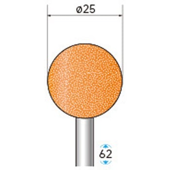 軸付砥石 (軸径6mm WA 球型 赤) - NSK(ナカニシ)