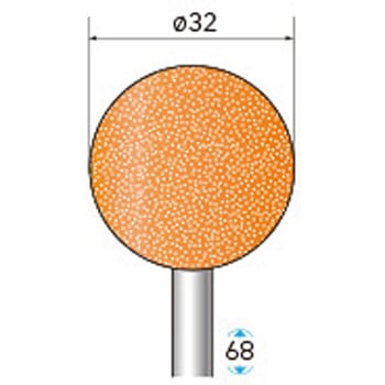 軸付砥石 (軸径6mm WA 球型 赤) - NSK(ナカニシ)