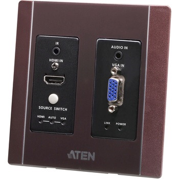 HDMI & VGA HDBaseTトランスミッター(USウォールプレート、POHタイプ、ブラウン) ATEN