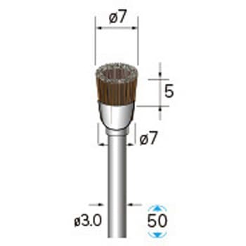 動物毛ブラシ カップ型 ミディアムソフト 馬毛 (軸径3mm) NSK(ナカニシ)