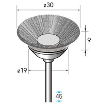 ワイヤーブラシ ベベル型 (軸径3mm) NSK(ナカニシ)