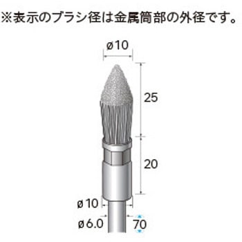 軸付先尖り型ブラシ (軸径6mm) - NSK(ナカニシ)