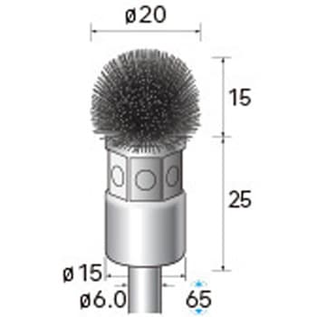 軸付半丸型ブラシ (軸径6mm) - NSK(ナカニシ)