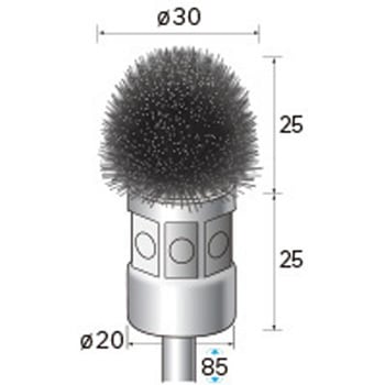 軸付半丸型ブラシ (軸径6mm) - NSK(ナカニシ)