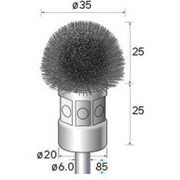 軸付半丸型ブラシ (軸径6mm) - NSK(ナカニシ)