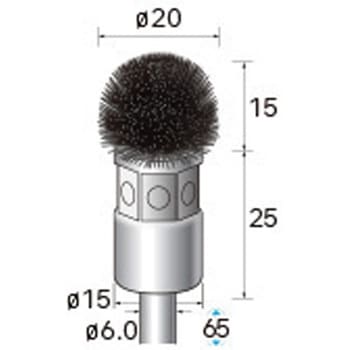 軸付半丸型ブラシ (軸径6mm) - NSK(ナカニシ)